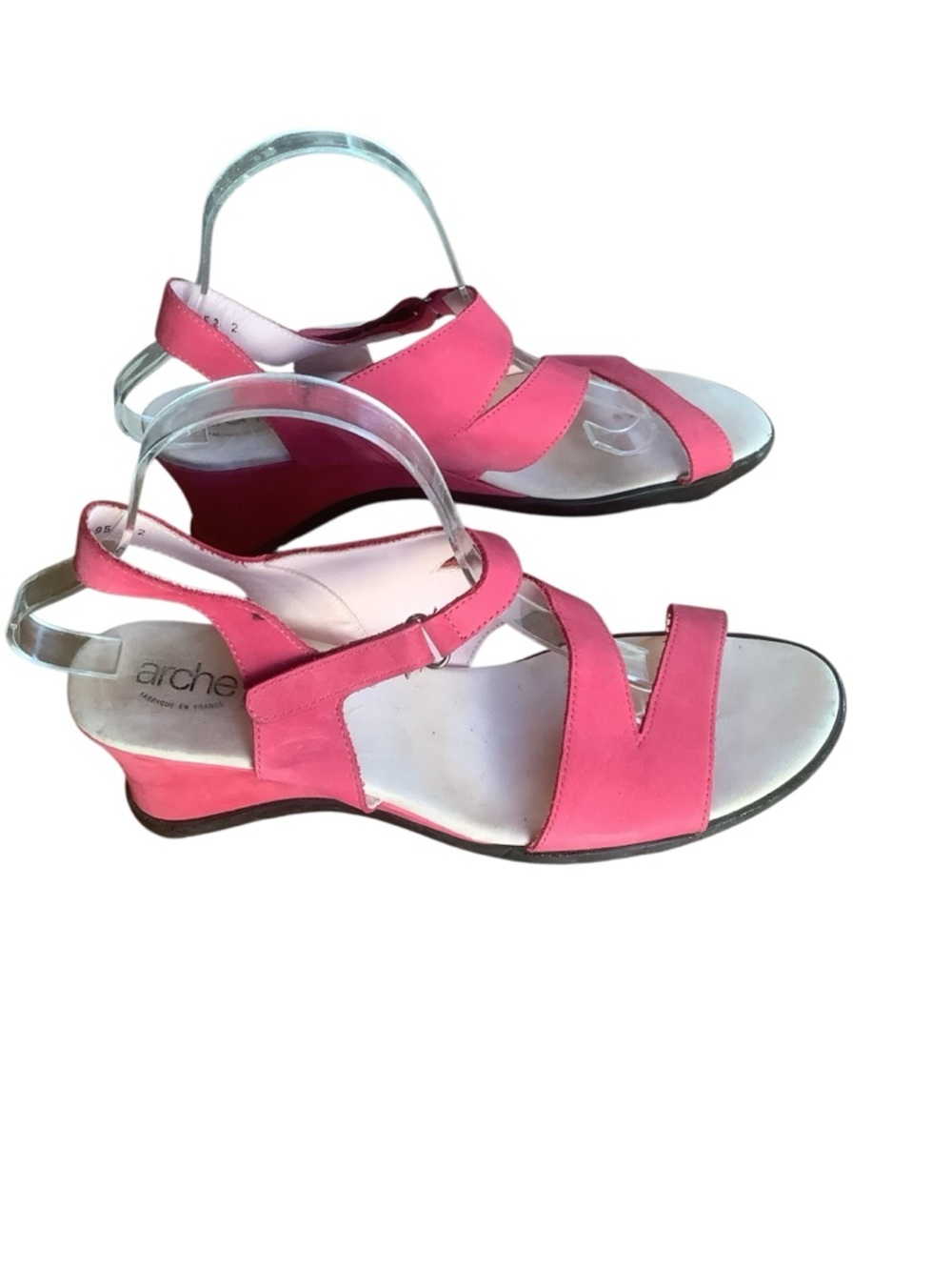 Arche Pink Nubuck Wedge Sandals Comfort Walking Slingback EU 43 Fits US 10 - Picture 2 of 9